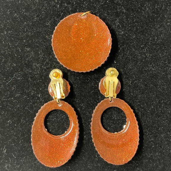 VTG 80's MICHELE SUGAR Clip Earrings and Pendant - Picture 2 of 7